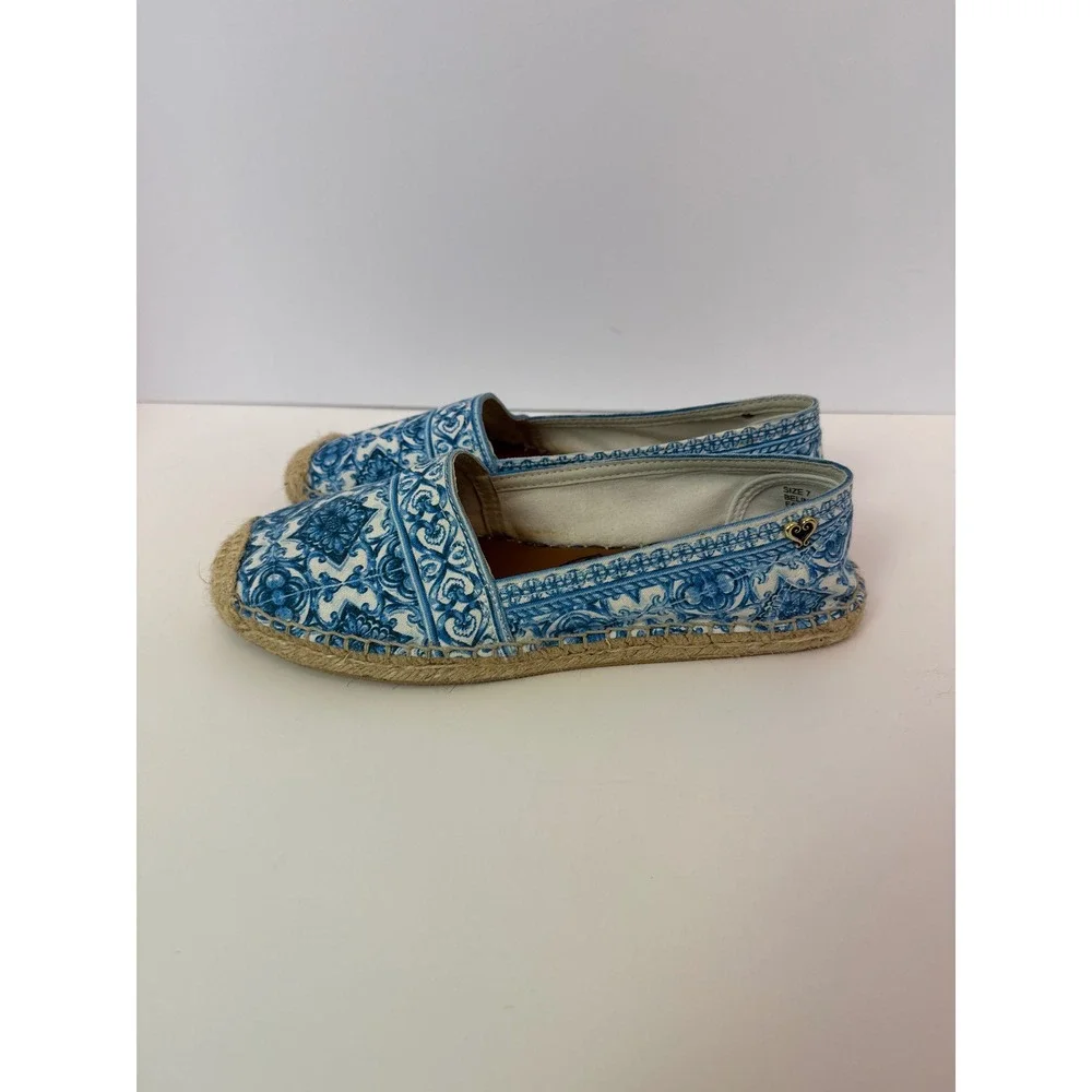 Brighton Belina Blue White Tile Print Espadrille Slip On Flats Shoes Womens 7